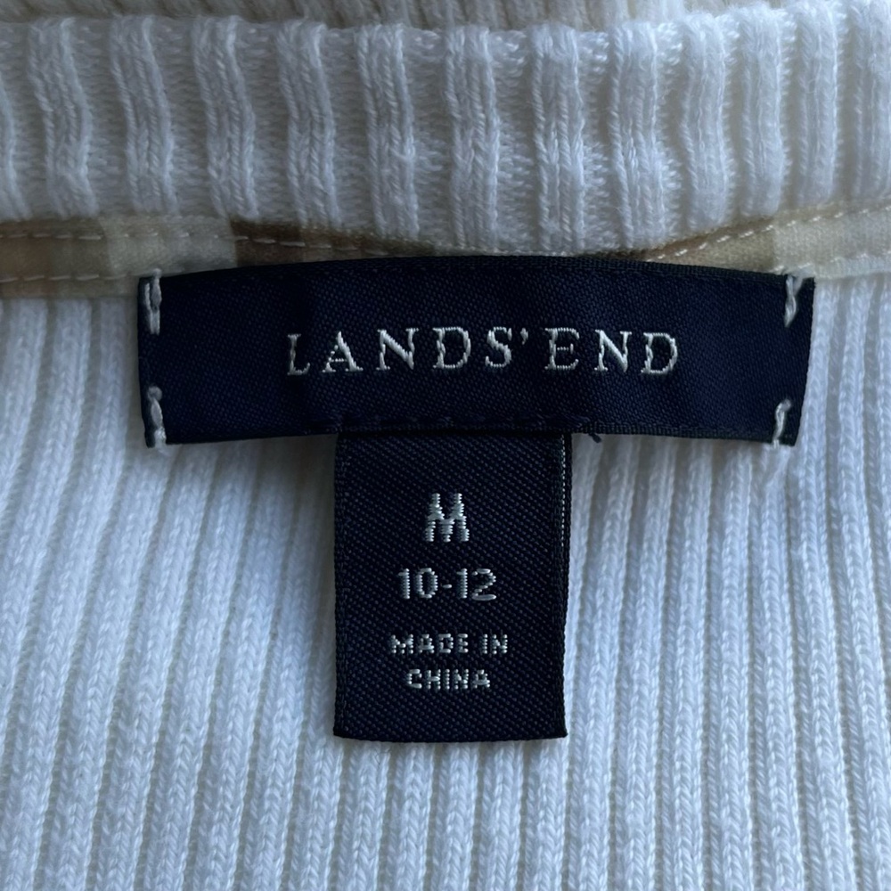 •Lands’ End• Ladies Henley Long Sleeve Ribbed Top - Size Medium - Picture 2 of 6